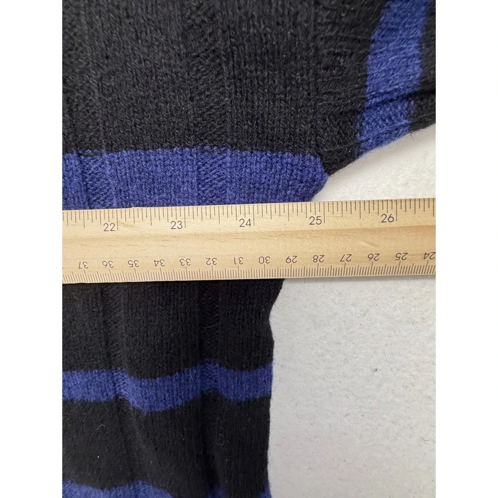 Madewell Recycled Cashmere Wool Blend Striped Mock Neck Sweater Black Blue M